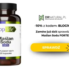 Maślan sodu FORTE od SuppLife. Odkryj jego działanie i zamów z rabatem 10% na DRnatural.pl. Sprawdź już dziś!
