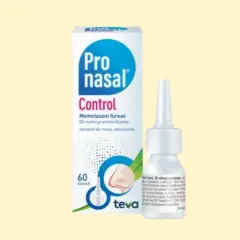 Opakowanie i buteleczka aerozolu do nosa Pronasal Control.