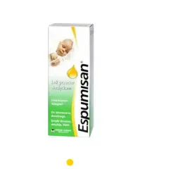 Opakowanie leku Espumisan dla niemowląt, łagodzącego wzdęcia. Krople doustne w emulsji 30ml.