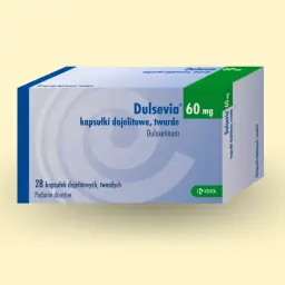 Opakowanie leku Dulsevia 60 mg, zawierające 28 kapsułek dojelitowych, twardych.