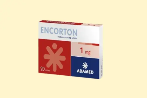 Opakowanie leku Encorton 1 mg, zawierające 20 tabletek.