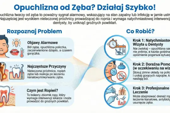 Opuchlizna od zęba? Objawy, przyczyny i co robić. Pomoc na ból zęba: wizyta u dentysty, zimne okłady, leczenie.