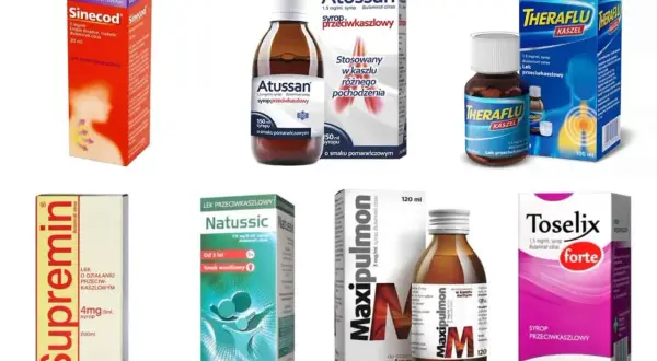 Leki na mokry kaszel u dziecka: Supremin, Natussic, Maxipulmon, Toselix, Sinecod, Atussan, Theraflu.