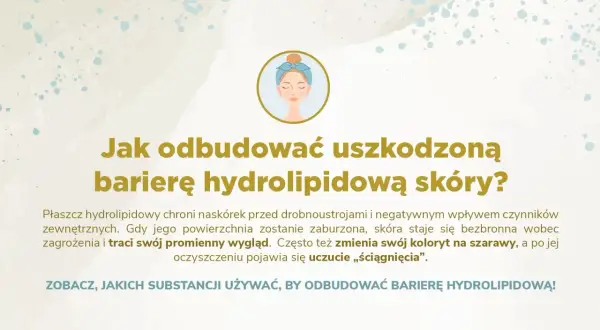 Ilustracja z pytaniem "Jak odbudować uszkodzoną barierę hydrolipidową skóry?". Skóra z zaburzoną barierą staje się bezbronna.