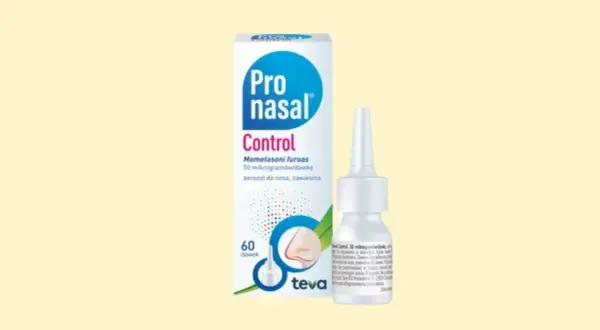 Opakowanie i buteleczka aerozolu do nosa Pronasal Control.