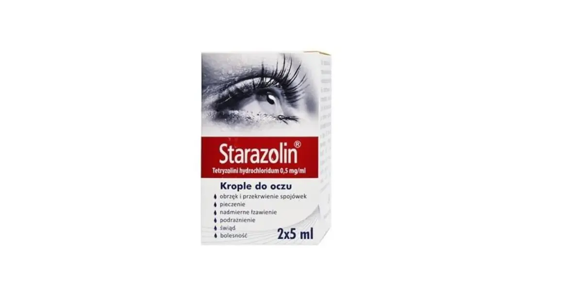 Krople do oczu Starazolin na objawy alergii: pieczenie, swędzenie, łzawienie, podrażnienie i obrzęk.