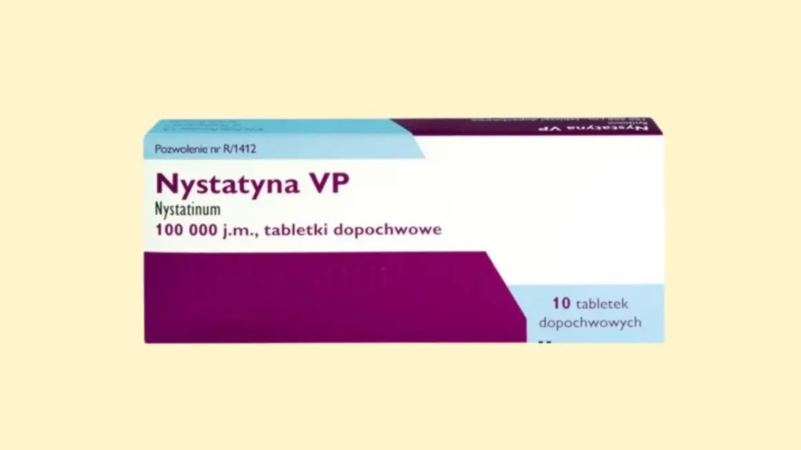 Opakowanie leku Nystatyna VP, zawierające 10 tabletek dopochwowych.