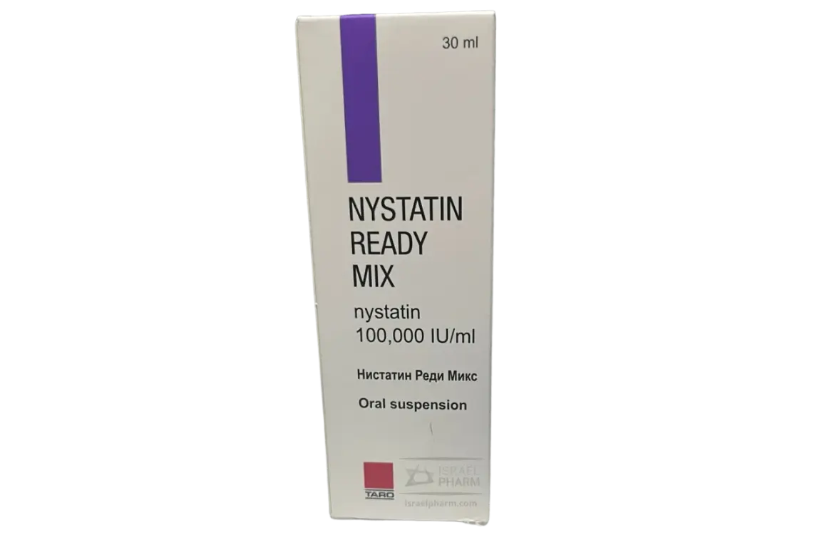 Opakowanie leku Nystatin Ready Mix w formie zawiesiny doustnej.