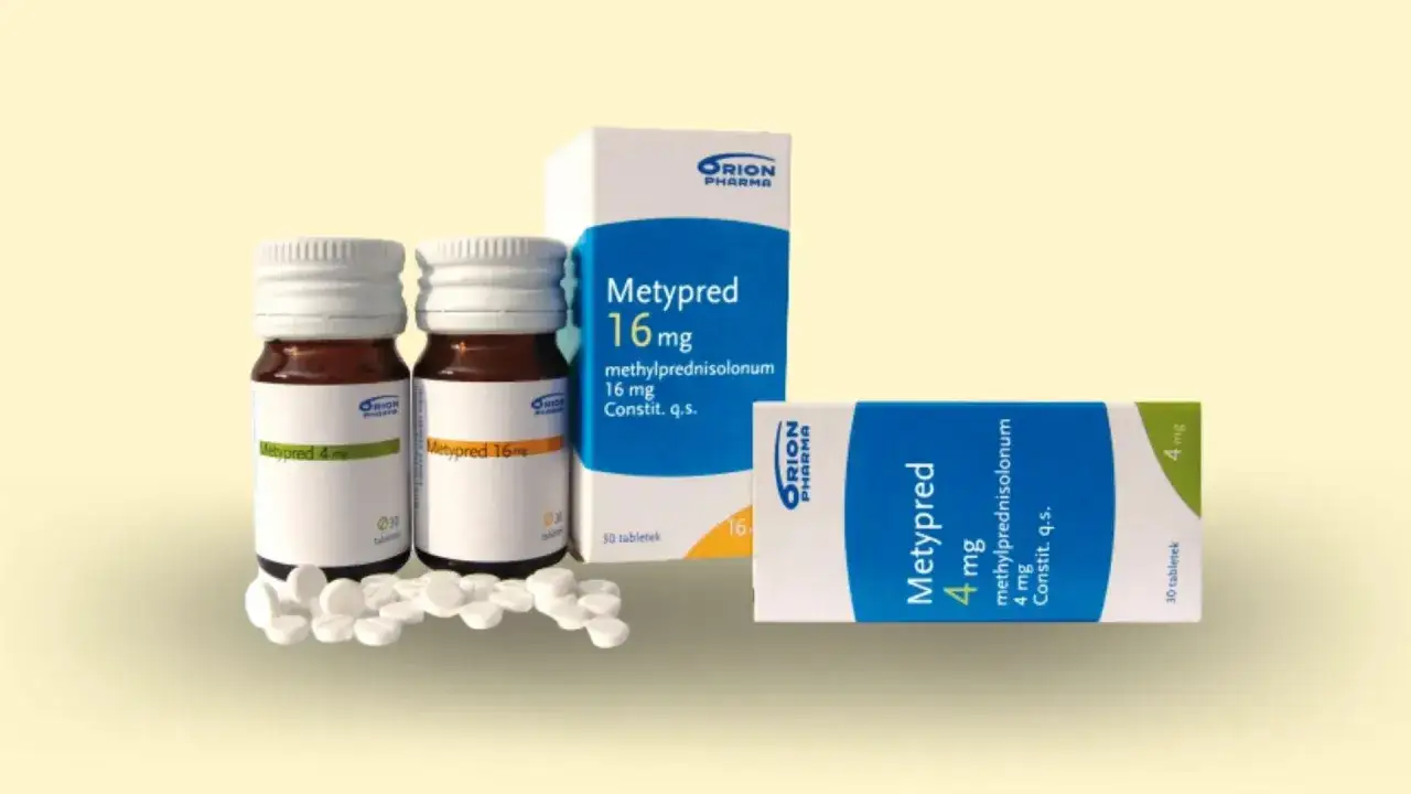 Opakowania leku Metypred 4 mg i 16 mg, tabletki. Informacje o metypred skutki uboczne mogą być zawarte w ulotce.